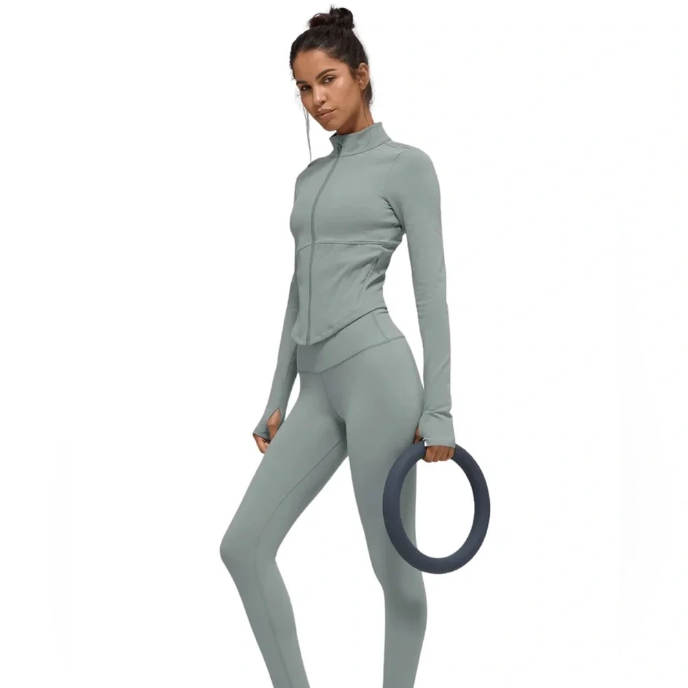 Alo Yoga Airbrush Corset Full Zip Jacket Lunar Grey XS